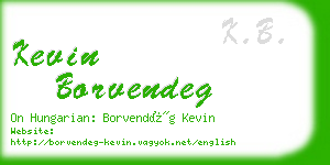 kevin borvendeg business card